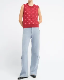 Women Barrie Poppy cashmere and cotton top