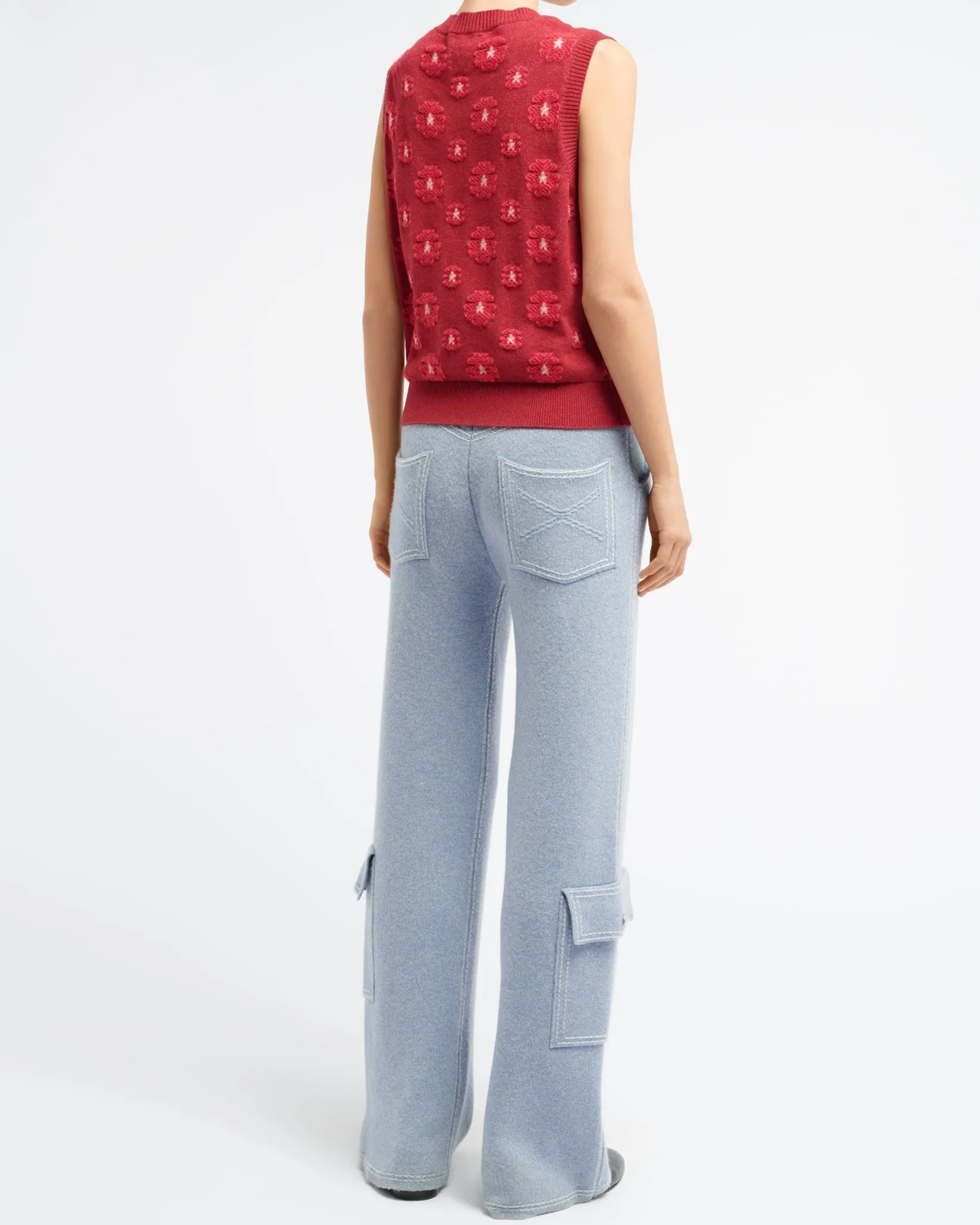 Women Barrie Poppy cashmere and cotton top