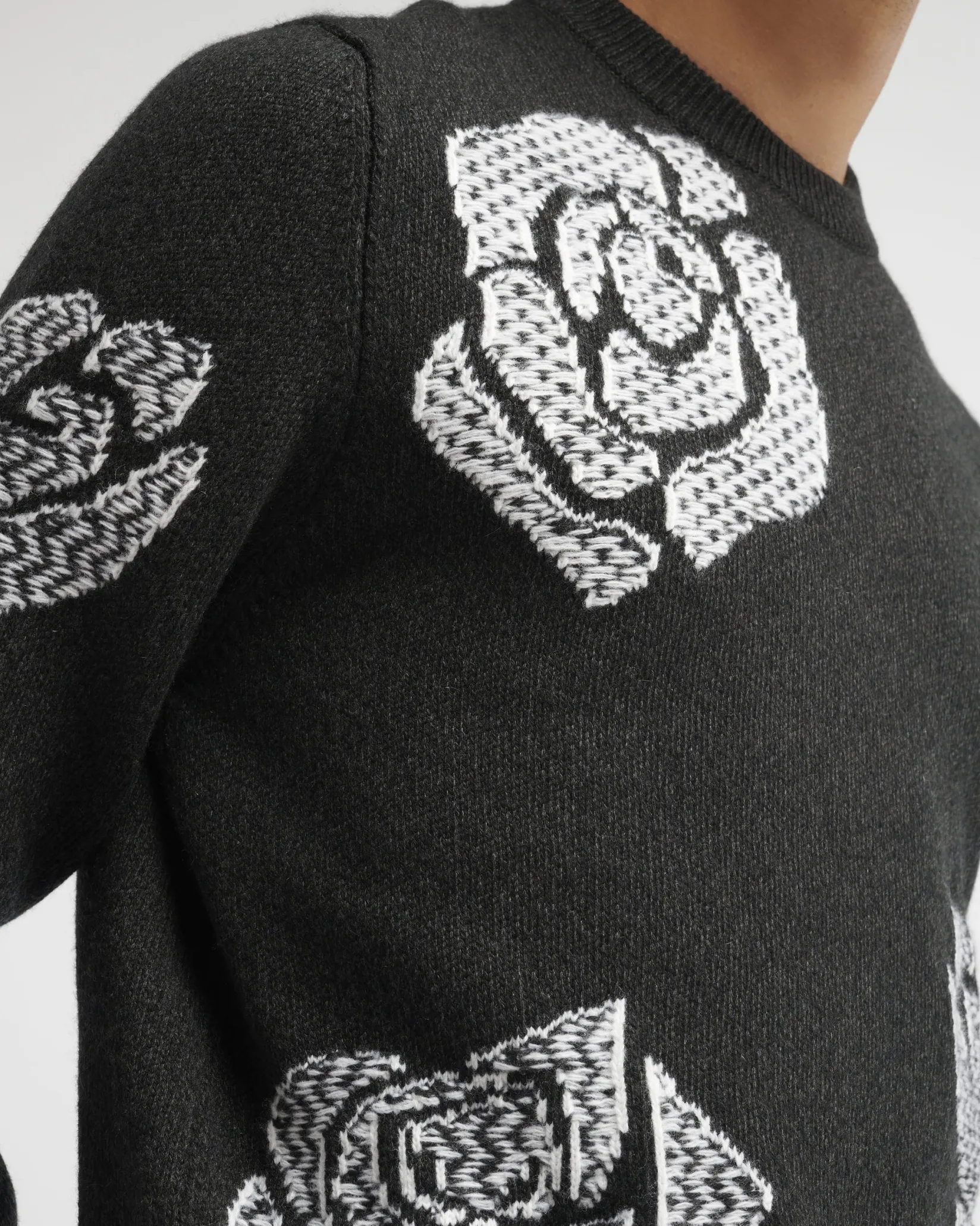 Barrie Roses round-neck cashmere jumper