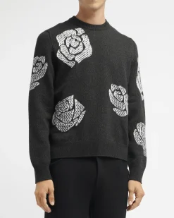 Barrie Roses round-neck cashmere jumper