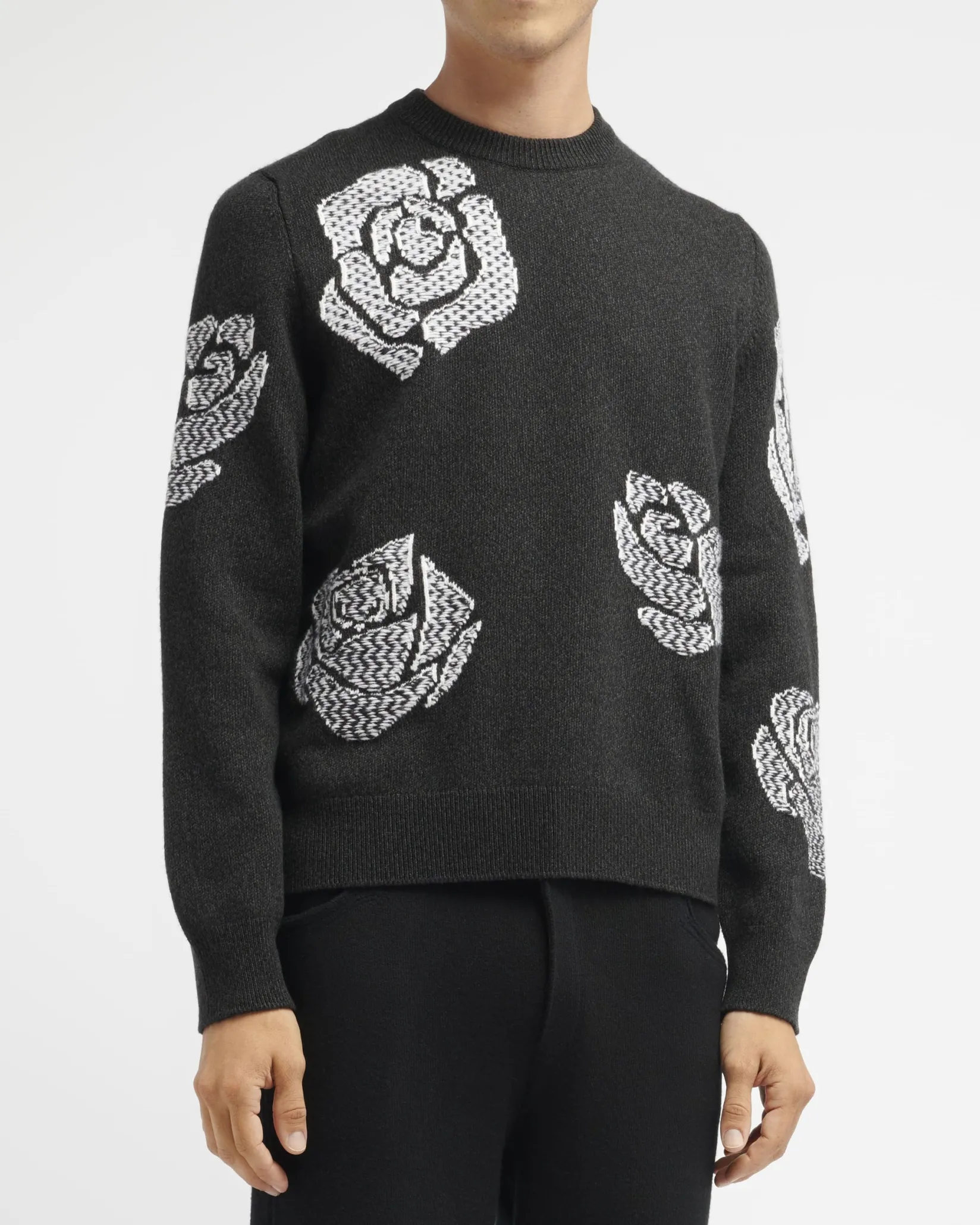 Barrie Roses round-neck cashmere jumper