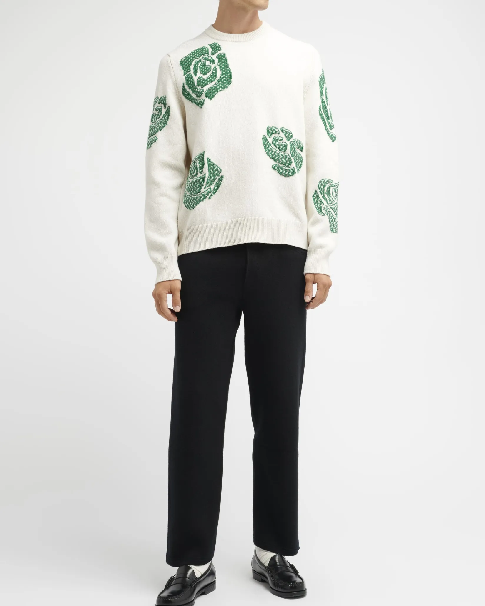 Barrie Roses round-neck cashmere jumper