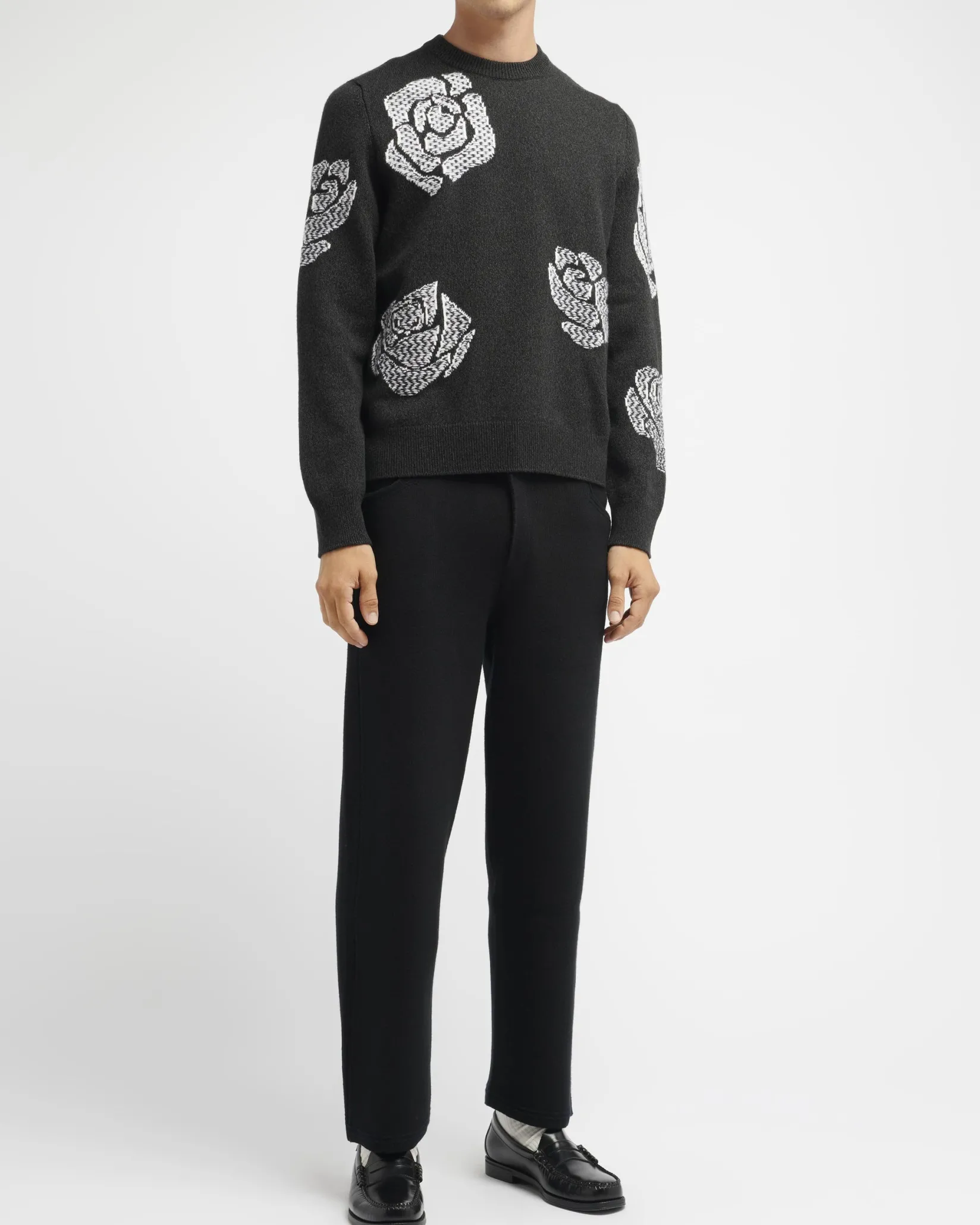 Barrie Roses round-neck cashmere jumper