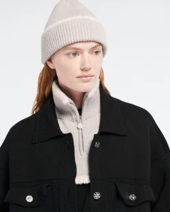 Women Barrie Shearling collar in cashmere and alpaca