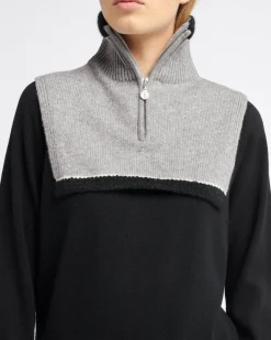 Women Barrie Shearling collar in cashmere and alpaca
