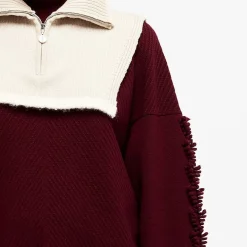 Women Barrie Shearling collar in cashmere and alpaca