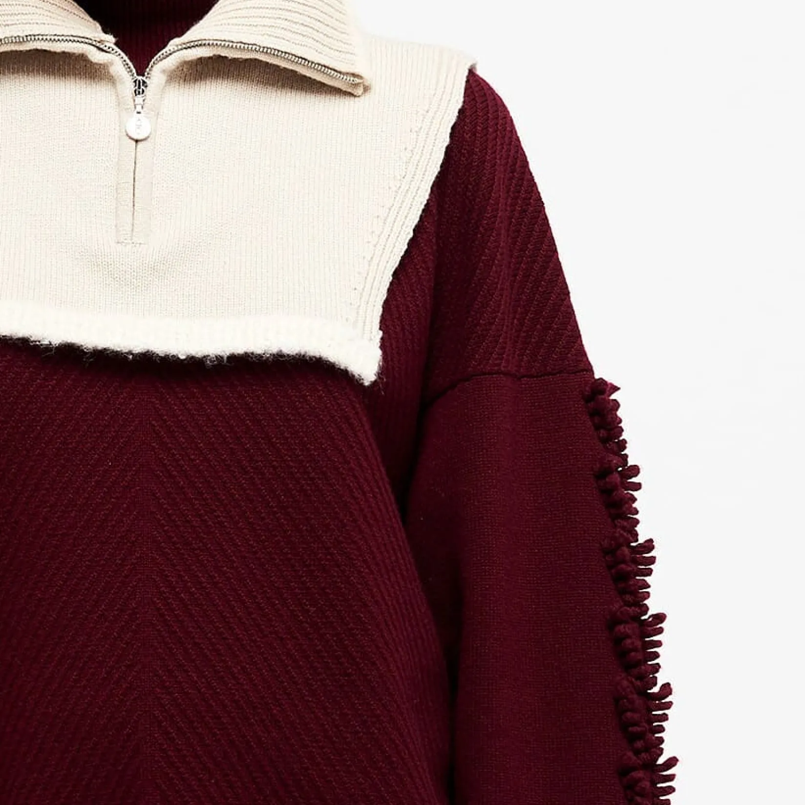 Women Barrie Shearling collar in cashmere and alpaca