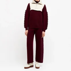 Women Barrie Shearling collar in cashmere and alpaca