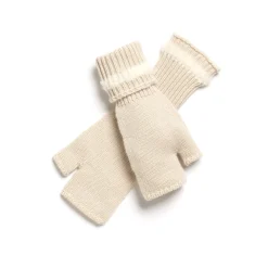 Women Barrie Shearling-effect cashmere fingerless gloves
