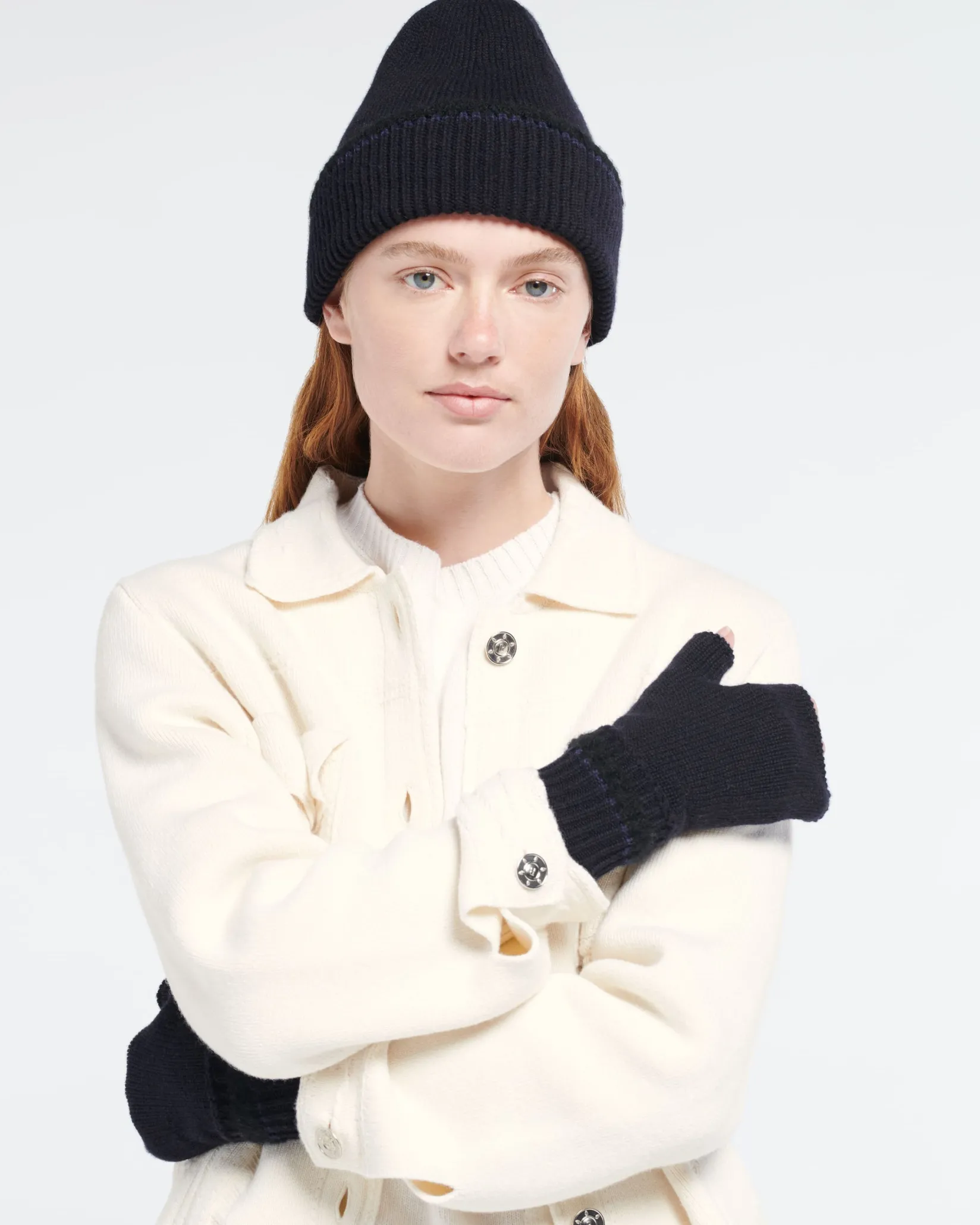 Women Barrie Shearling-effect cashmere beanie