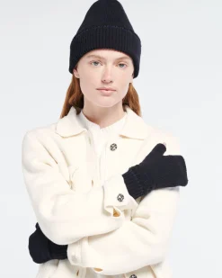 Women Barrie Shearling-effect cashmere fingerless gloves