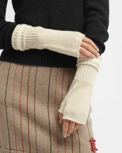 Women Barrie Shearling-effect cashmere fingerless gloves