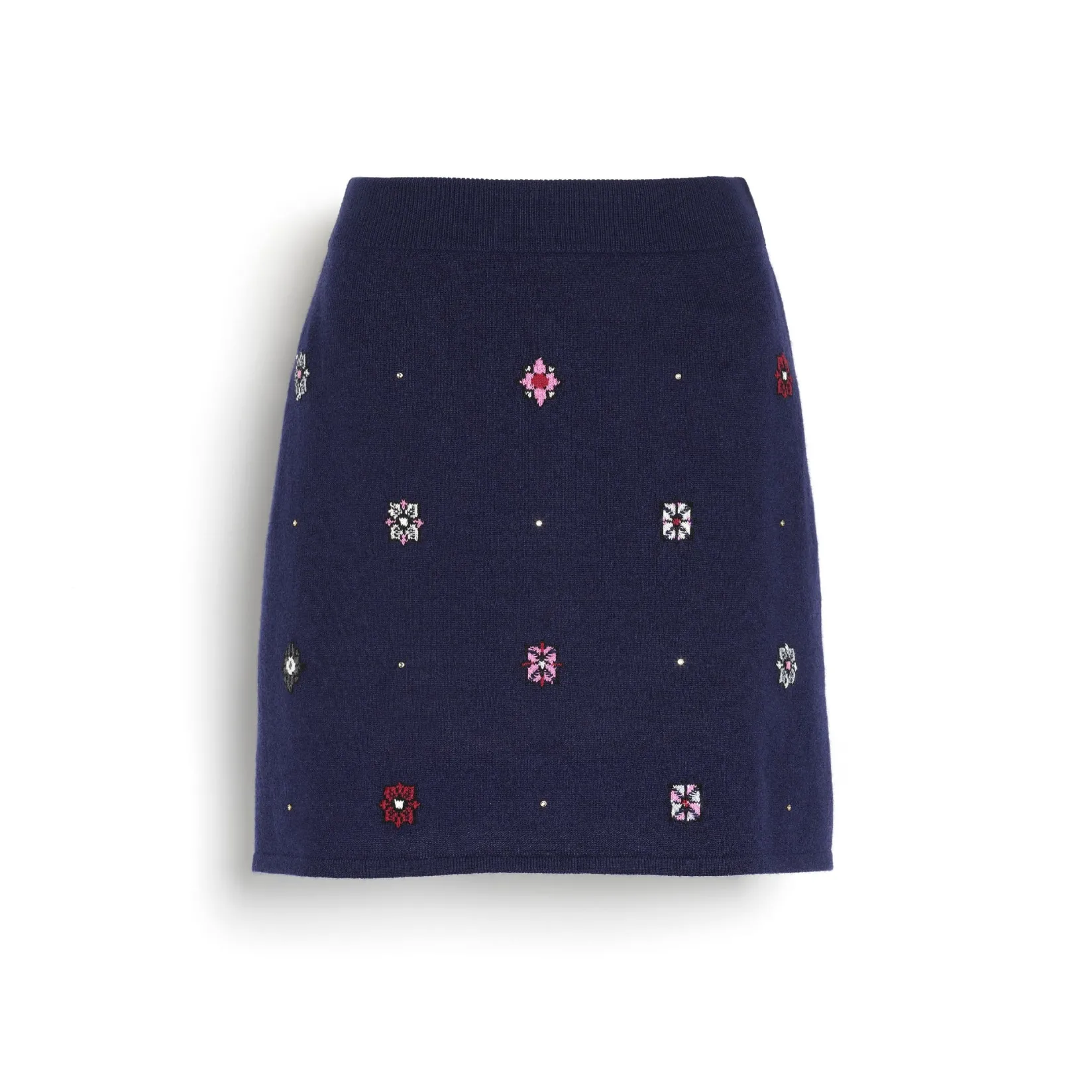 Women Barrie Short skirt in cashmere and cotton with floral motif