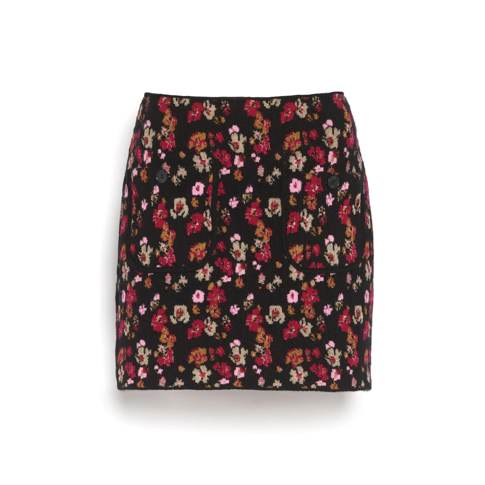 Women Barrie Short skirt in cashmere with floral motif