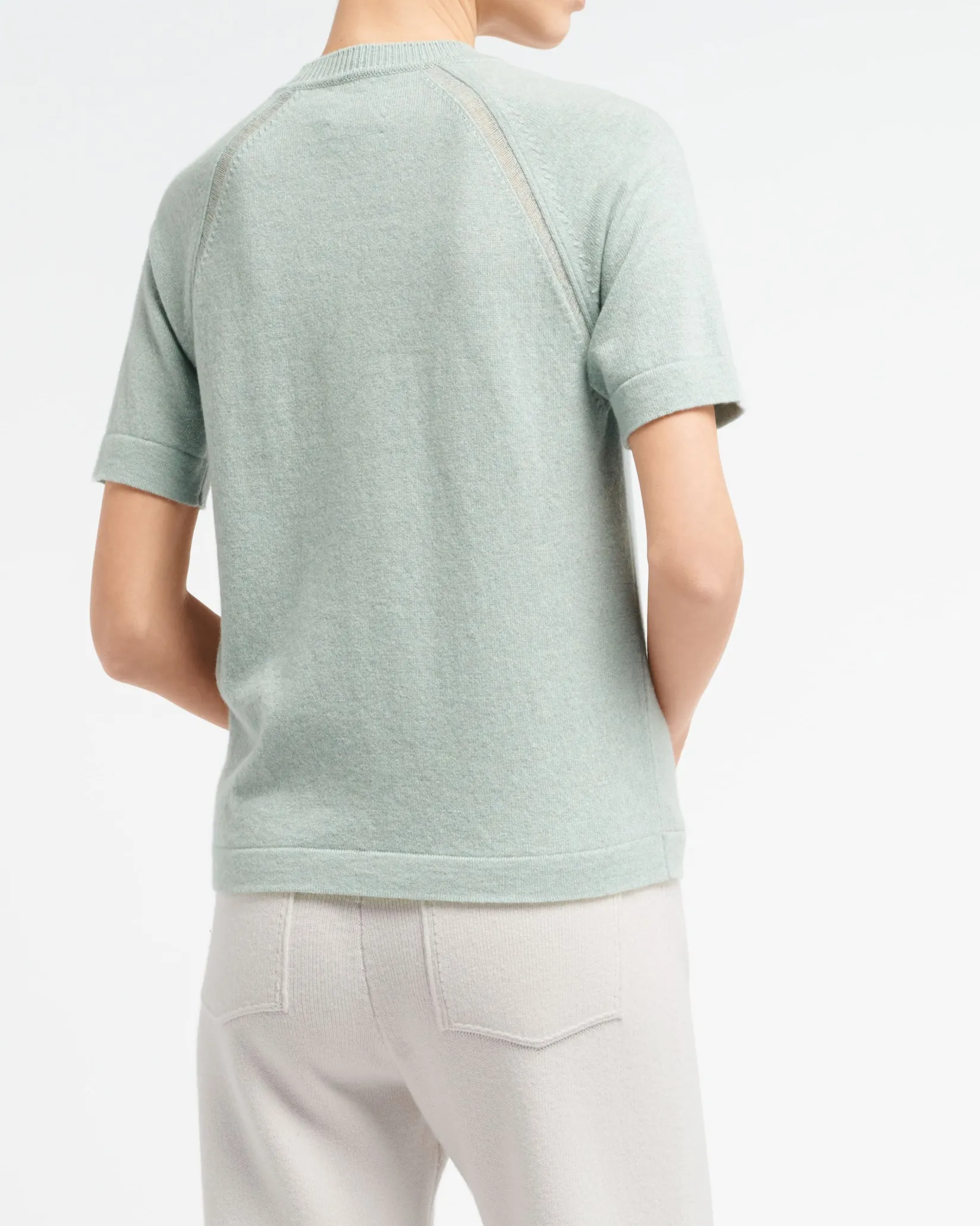 Women Barrie Short-sleeved cashmere top with sunburst motif
