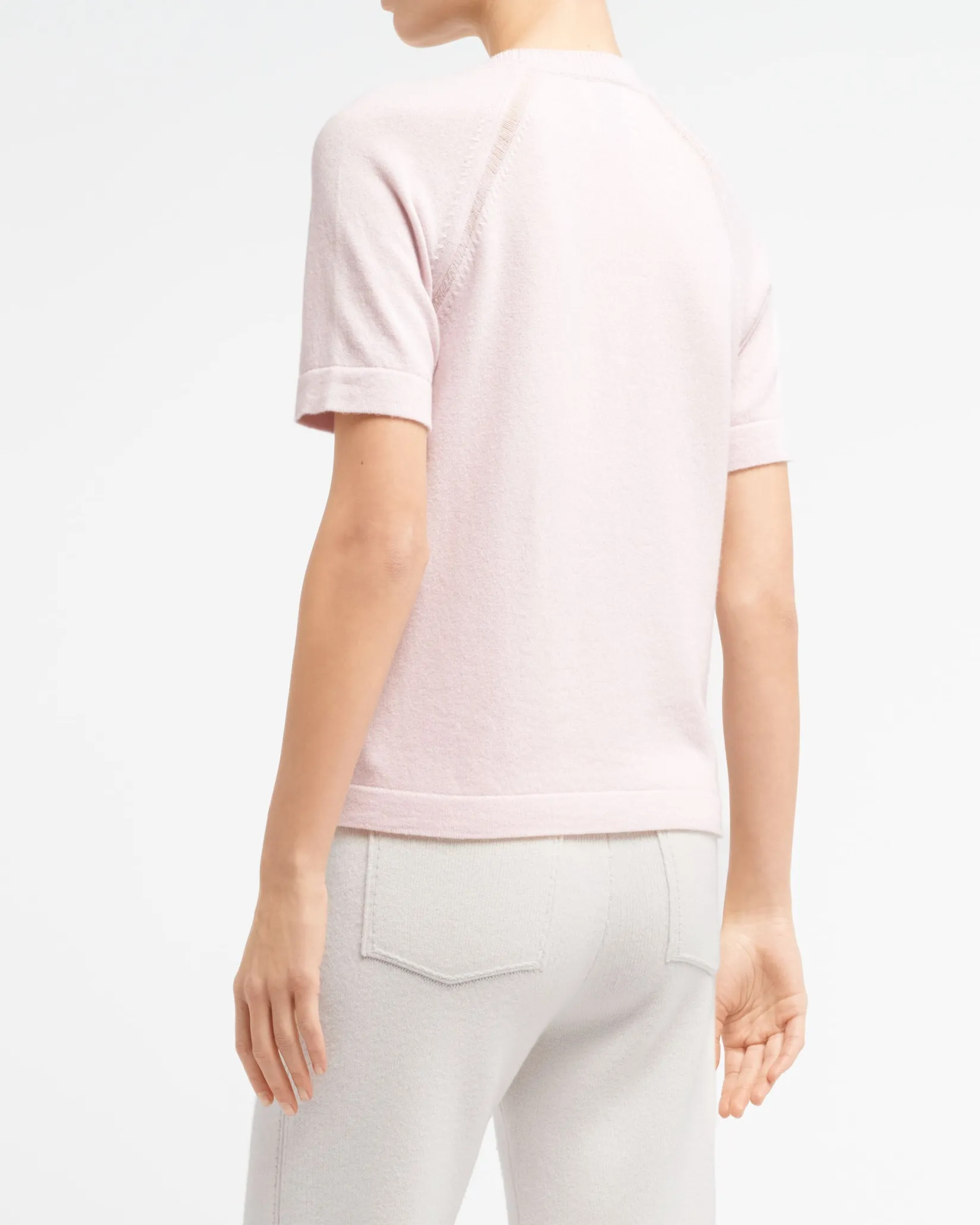 Women Barrie Short-sleeved cashmere top with sunburst motif