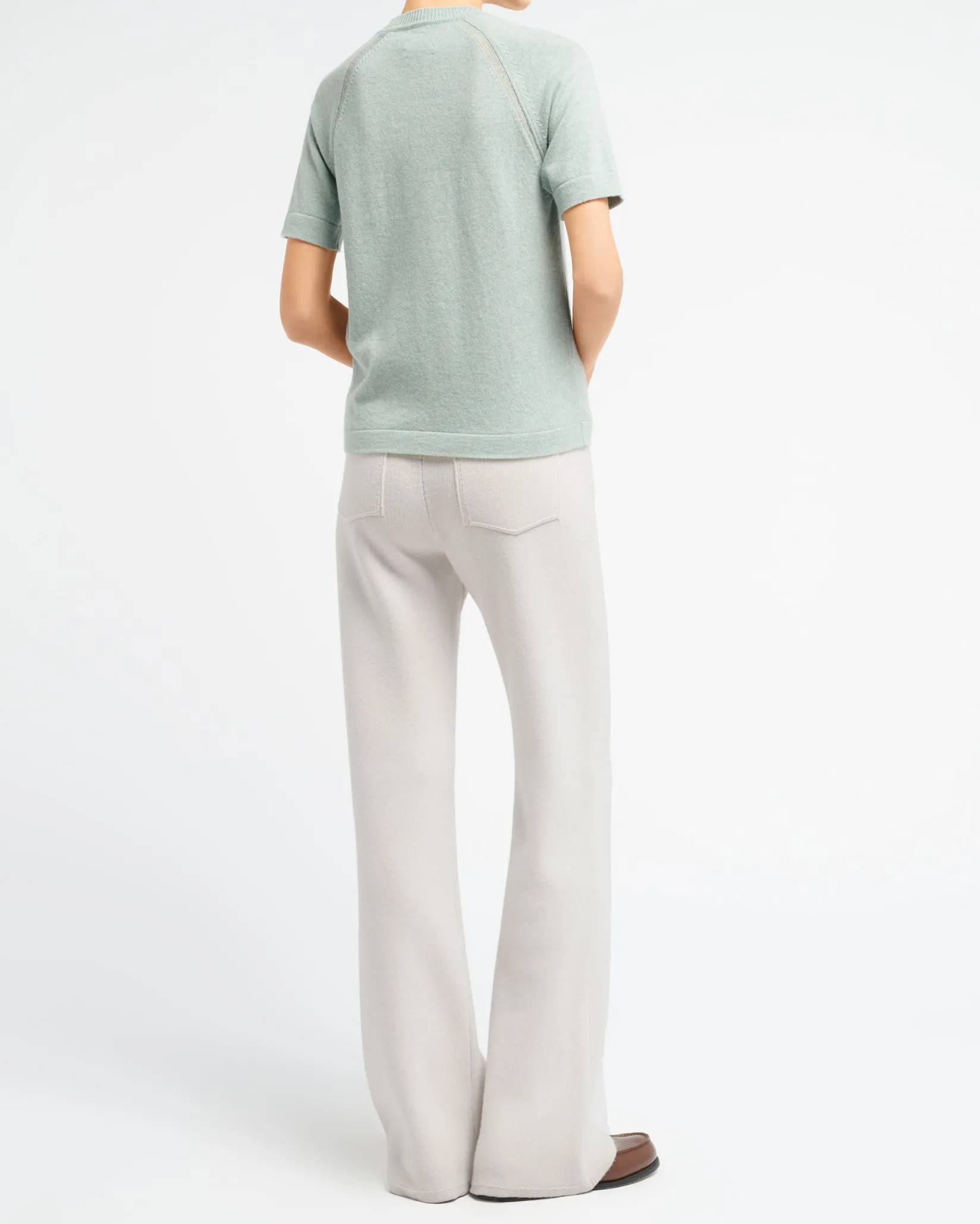 Women Barrie Short-sleeved cashmere top with sunburst motif