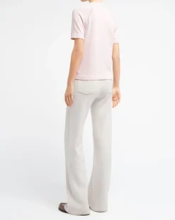 Women Barrie Short-sleeved cashmere top with sunburst motif