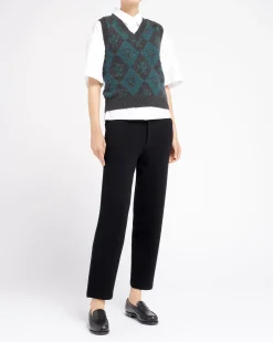 Women Barrie Sleeveless cashmere and wool jumper with a unicorn motif