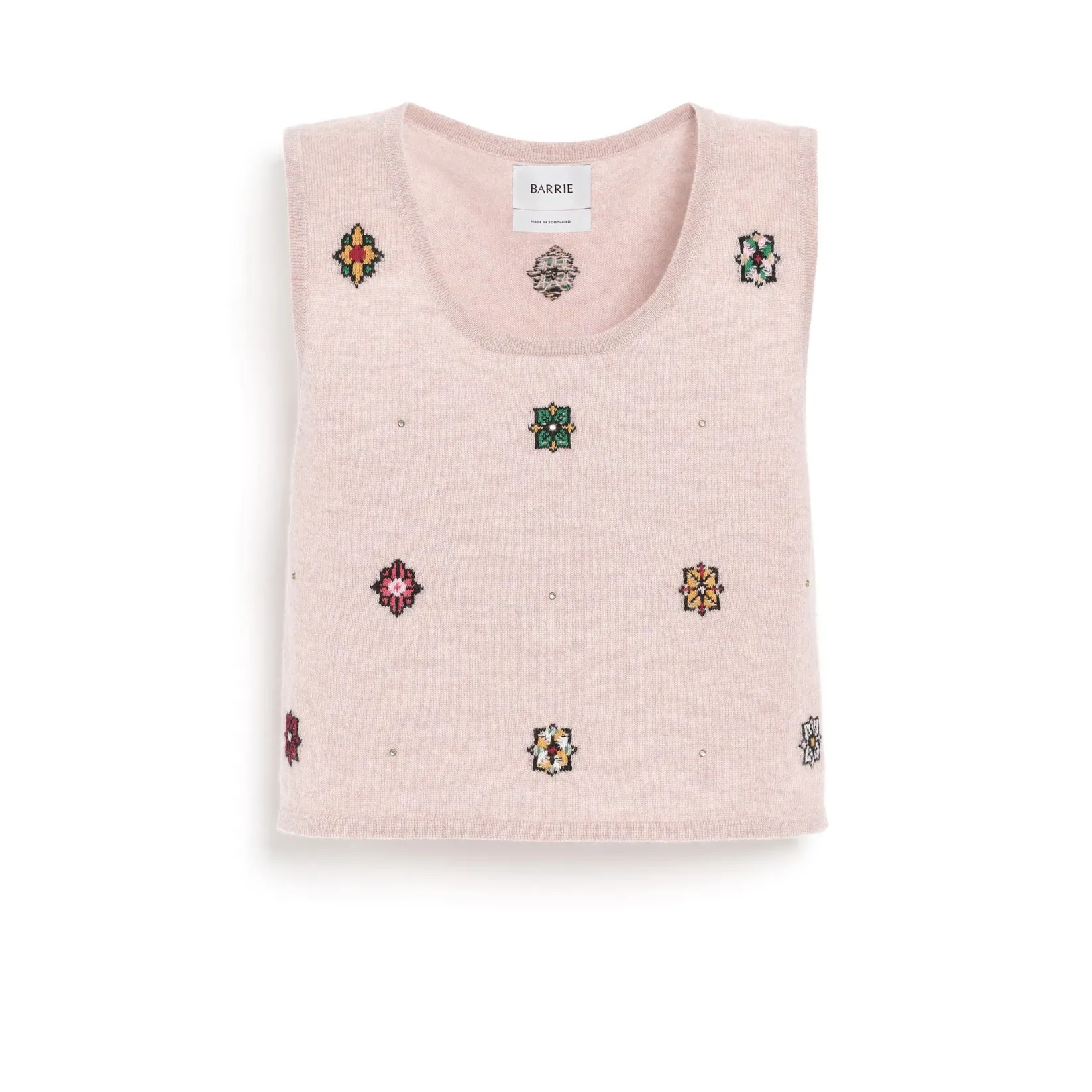 Women Barrie Sleeveless crop top in cashmere and cotton with floral motif