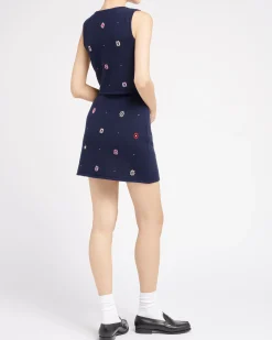 Women Barrie Sleeveless crop top in cashmere and cotton with floral motif