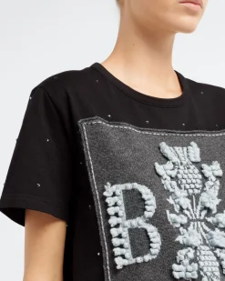 Women Barrie Sparkling T-Shirt with logo cashmere patch