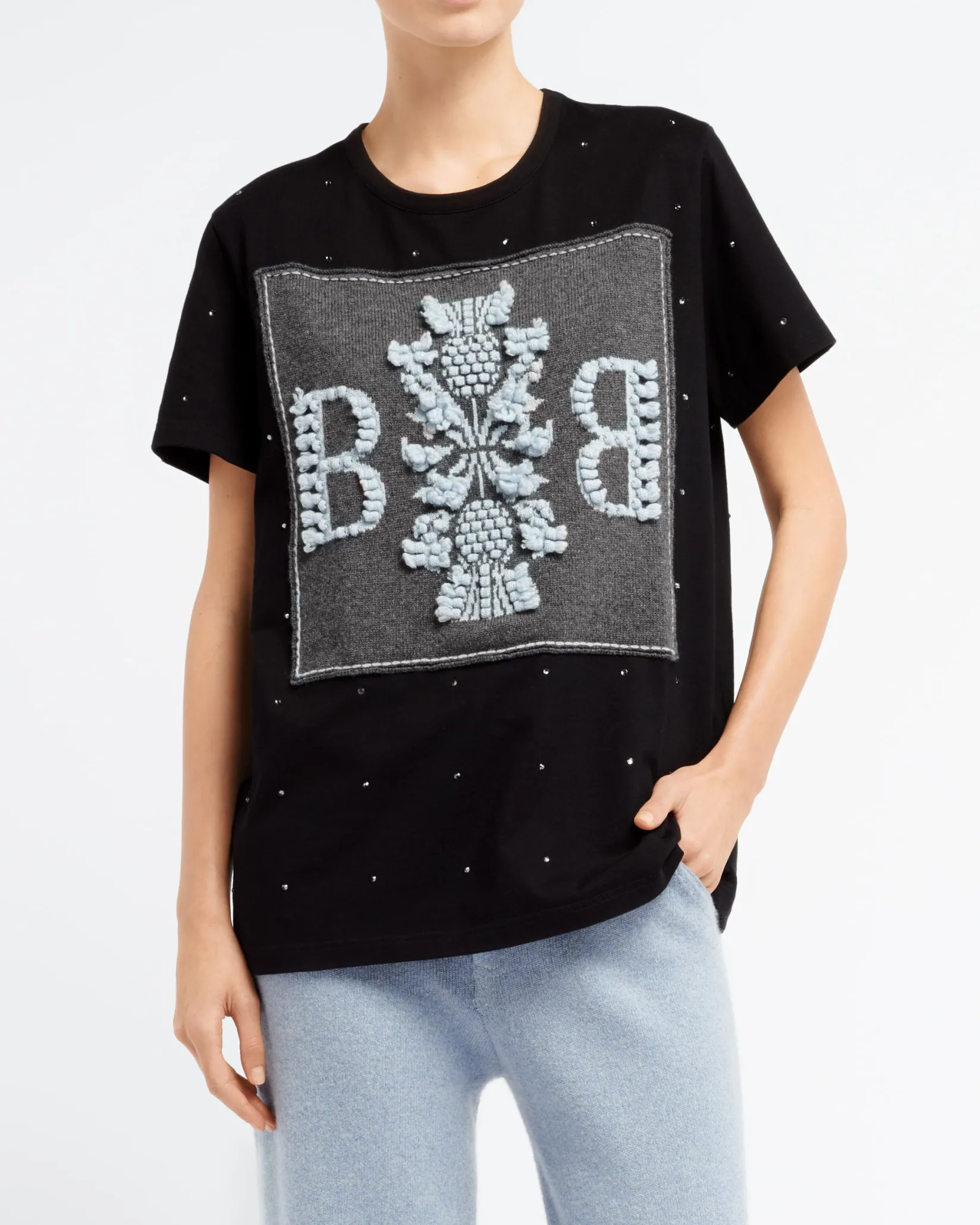 Women Barrie Sparkling T-Shirt with logo cashmere patch