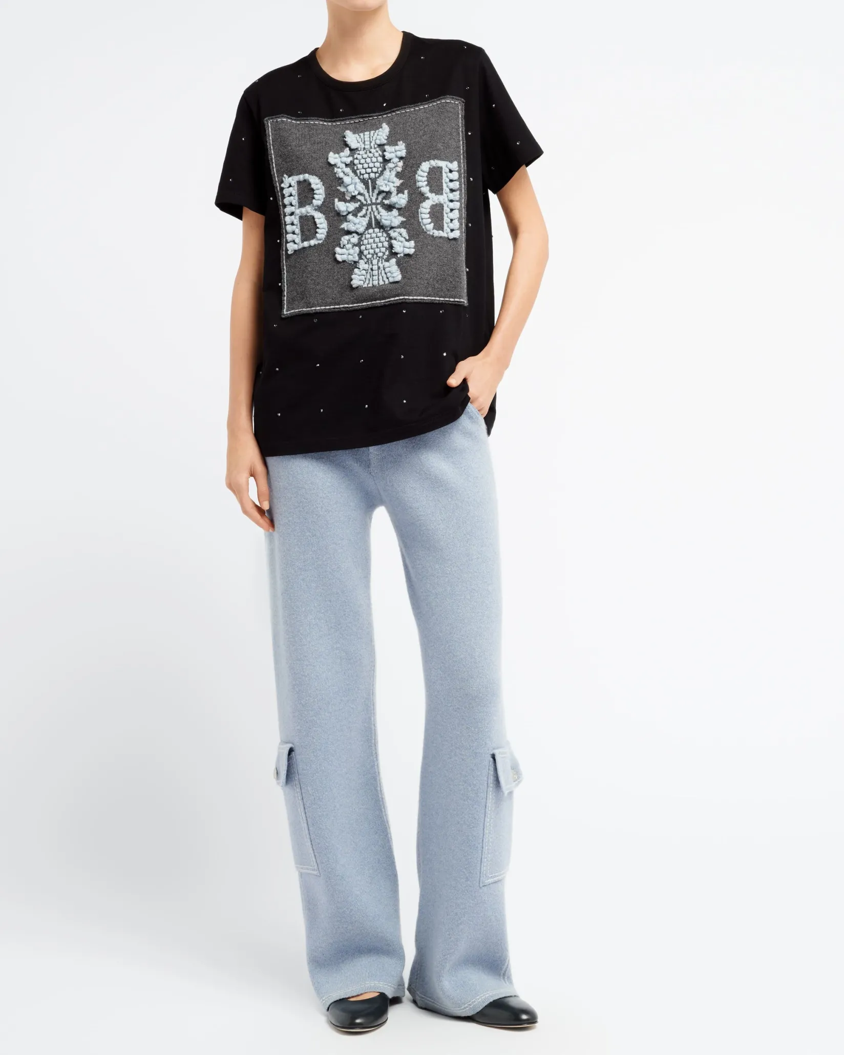 Women Barrie Sparkling T-Shirt with logo cashmere patch
