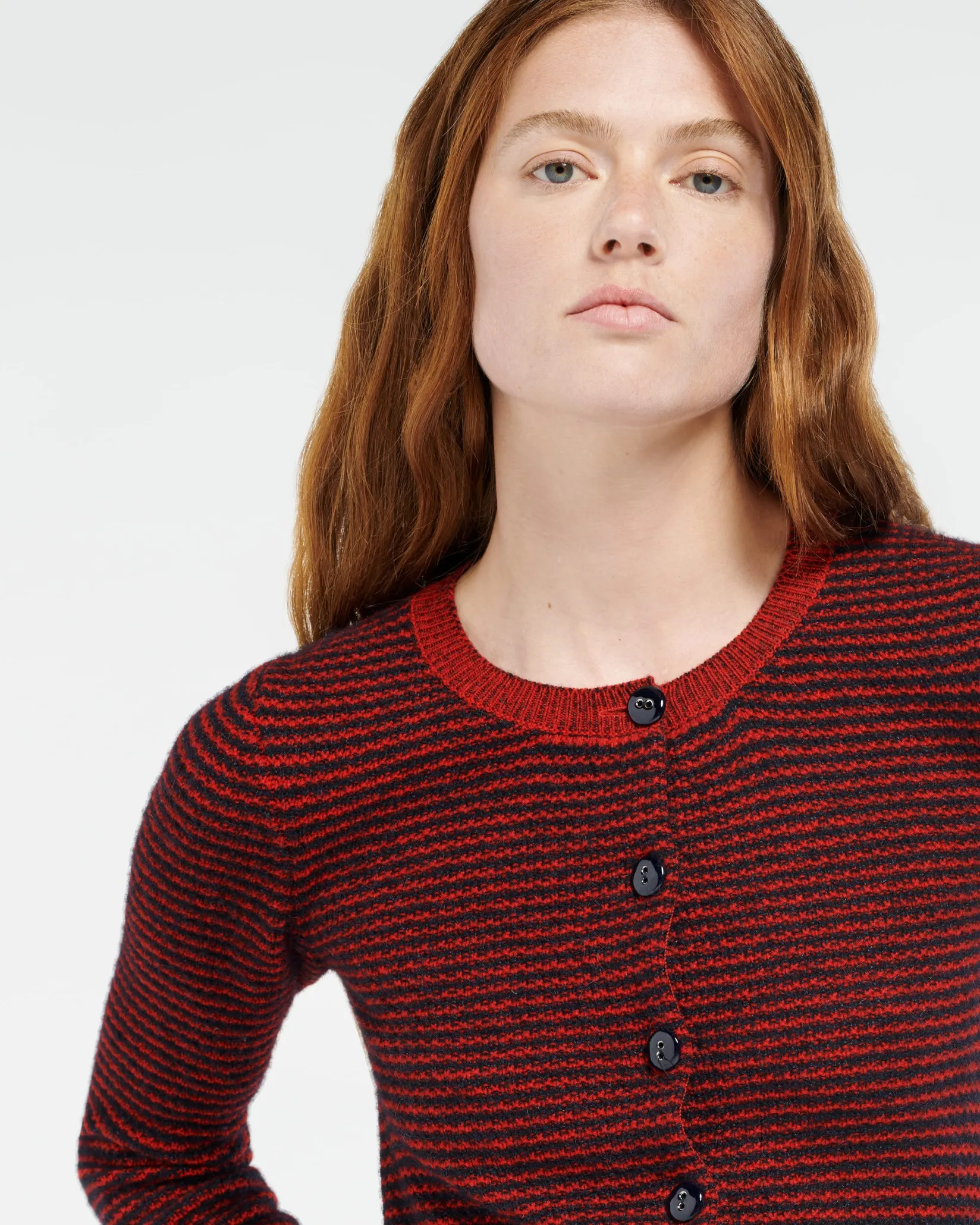 Women Barrie Striped cardigan in cashmere, alpaca and silk