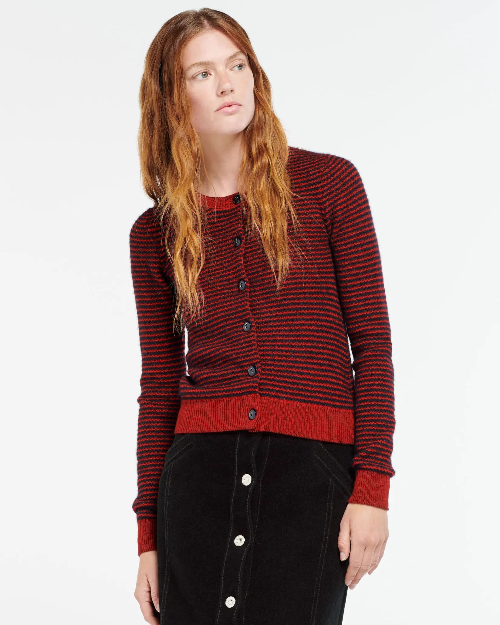 Women Barrie Striped cardigan in cashmere, alpaca and silk