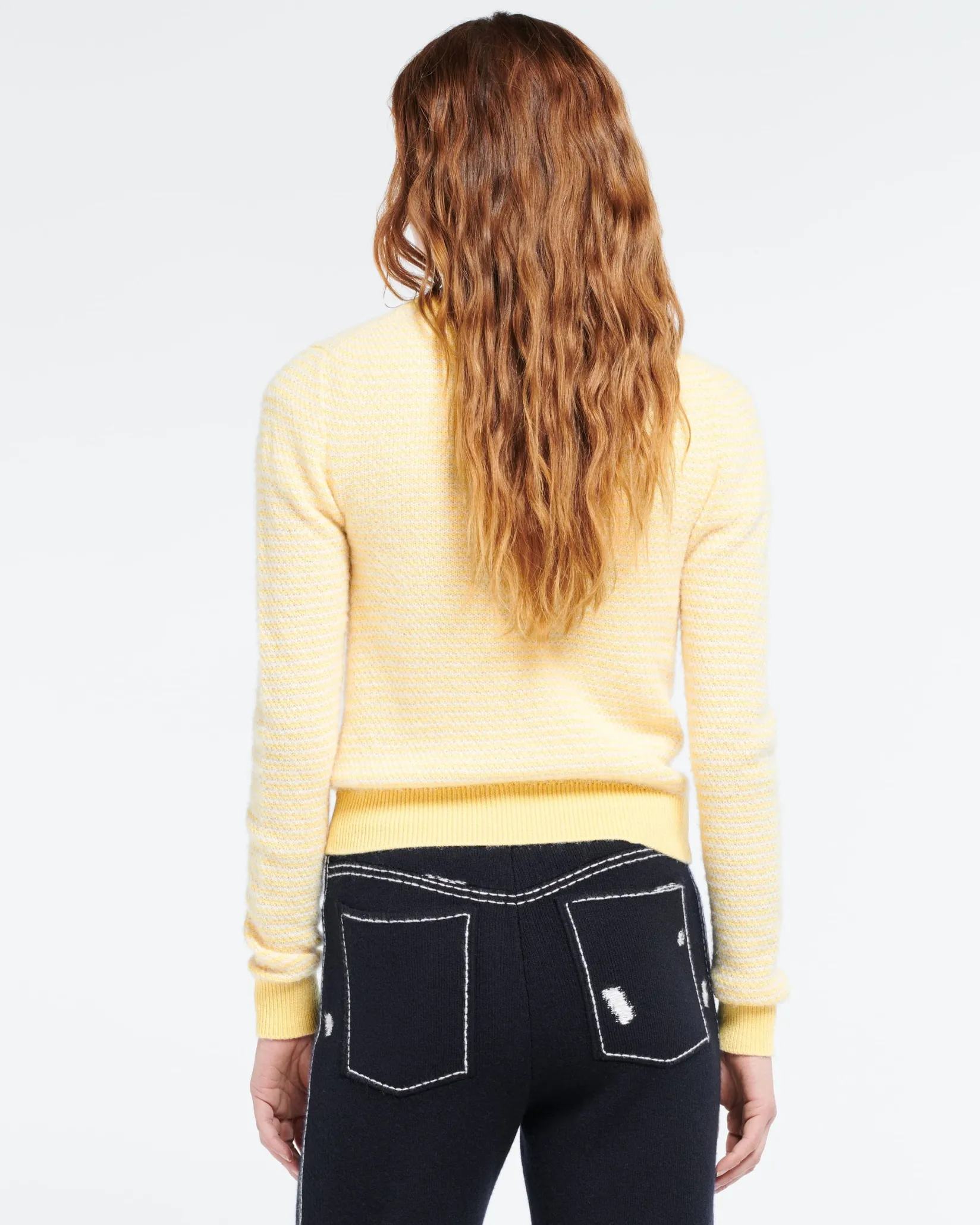 Women Barrie Striped cardigan in cashmere, alpaca and silk