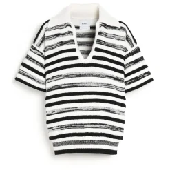 Women Barrie Striped cashmere and cotton polo shirt