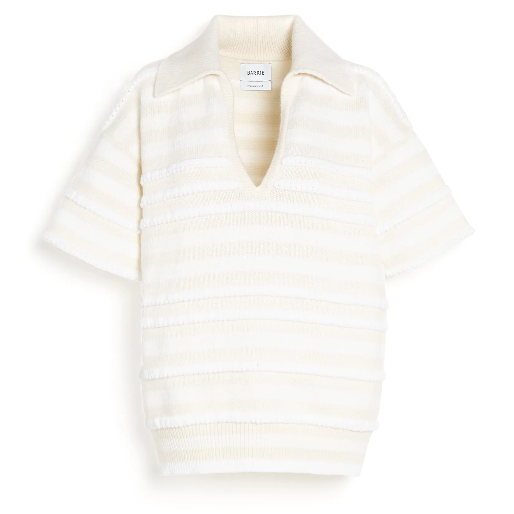 Women Barrie Striped cashmere and cotton polo shirt