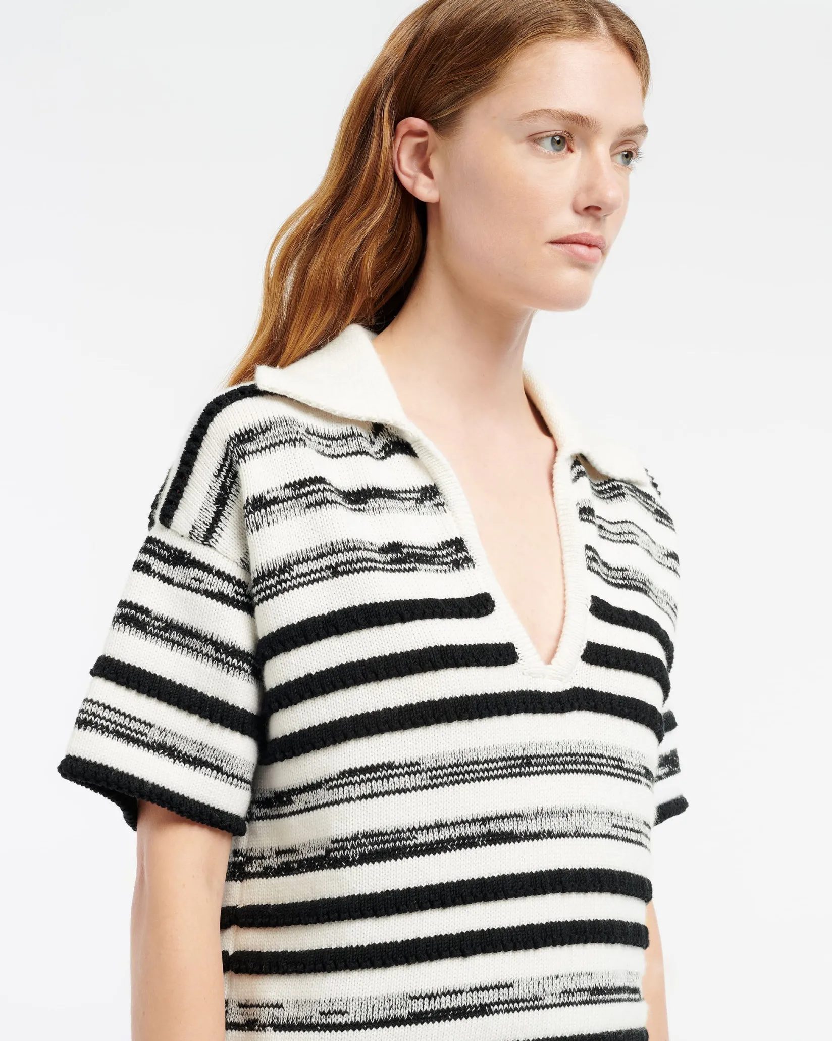 Women Barrie Striped cashmere and cotton polo shirt