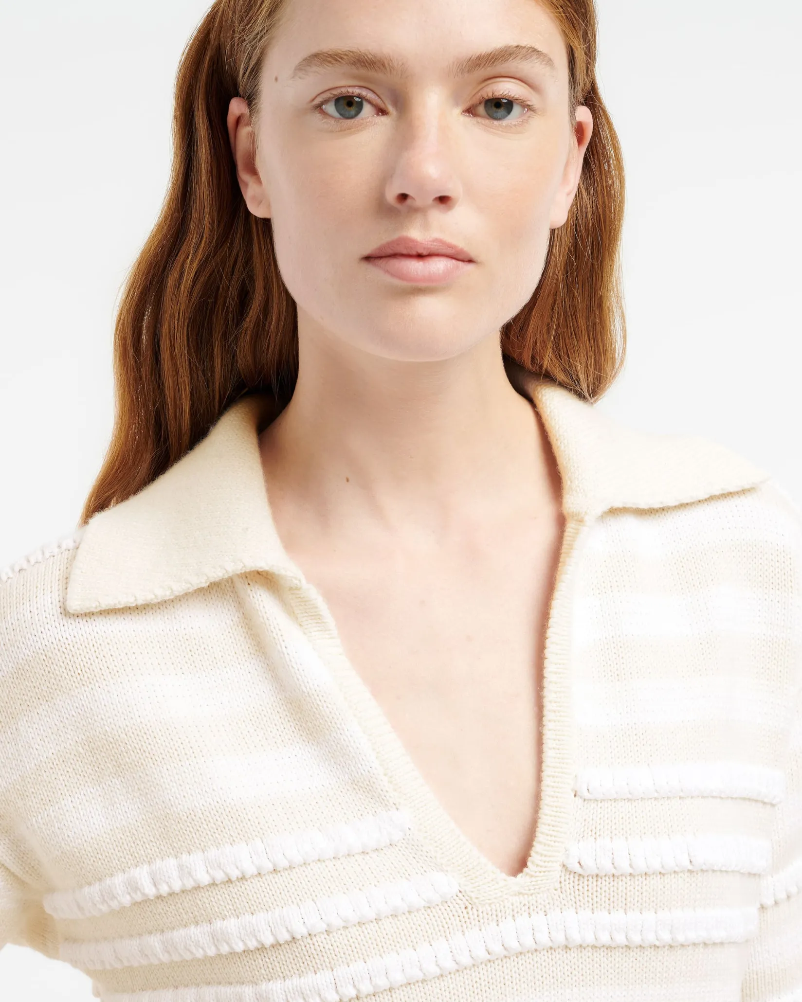 Women Barrie Striped cashmere and cotton polo shirt