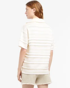 Women Barrie Striped cashmere and cotton polo shirt