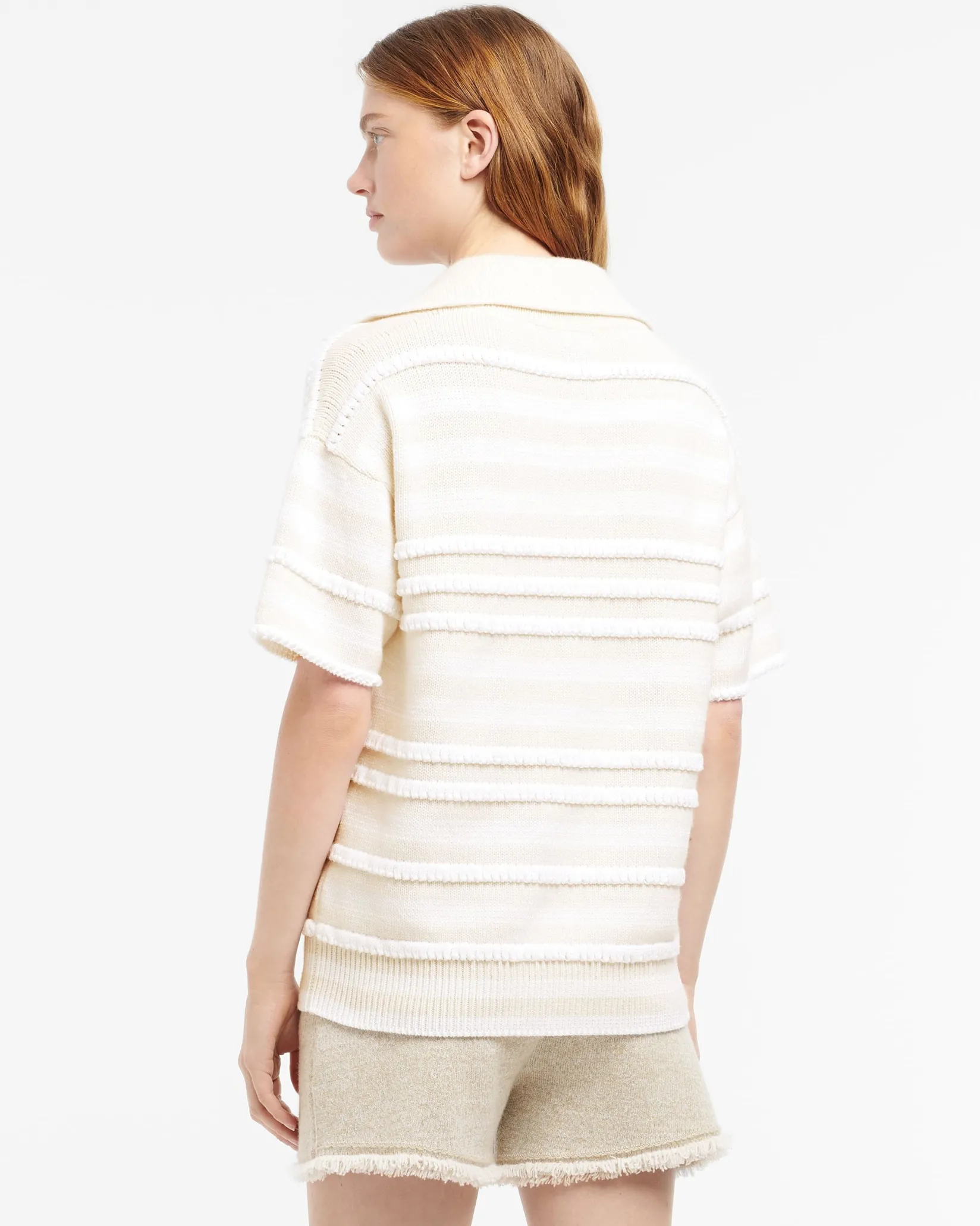 Women Barrie Striped cashmere and cotton polo shirt