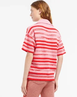 Women Barrie Striped cashmere and cotton polo shirt