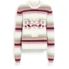 Women Barrie Striped cashmere 3D logo round-neck jumper