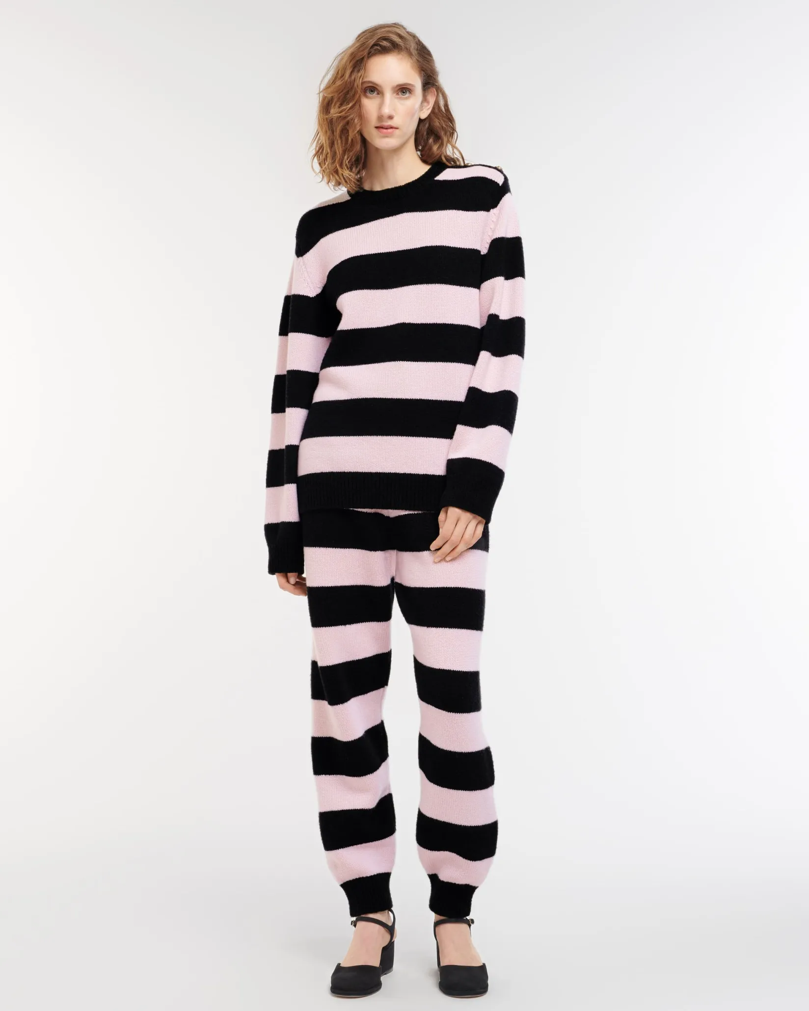 Women Barrie Striped cashmere jumper
