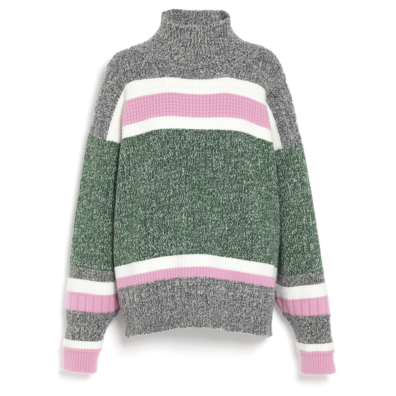 Women Barrie Striped cashmere roll neck jumper