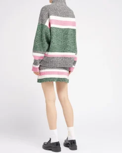 Women Barrie Striped cashmere roll neck jumper