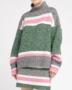 Women Barrie Striped cashmere short skirt