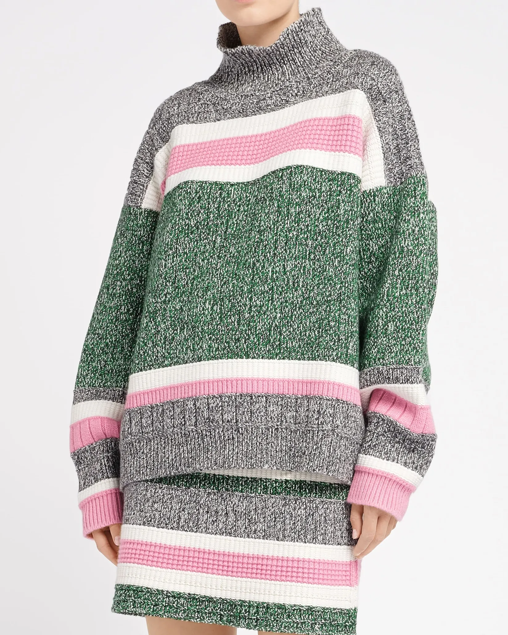 Women Barrie Striped cashmere short skirt
