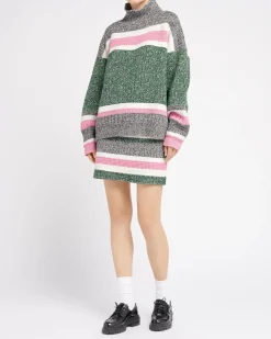 Women Barrie Striped cashmere short skirt