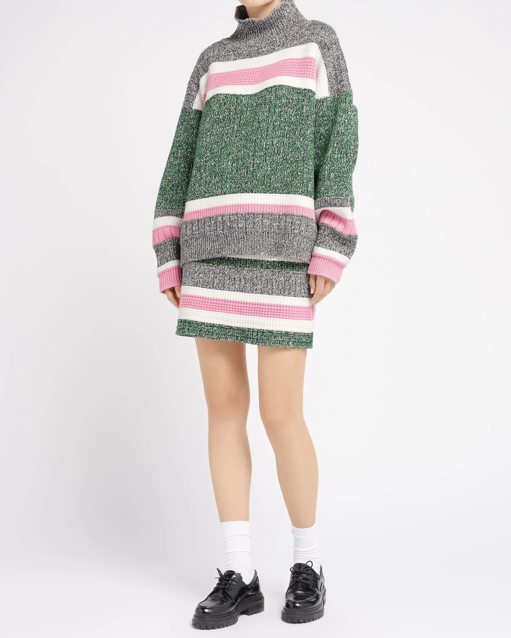 Women Barrie Striped cashmere short skirt
