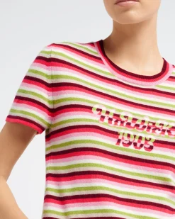 Women Barrie Striped cashmere top