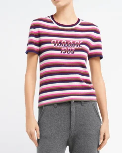 Women Barrie Striped cashmere top