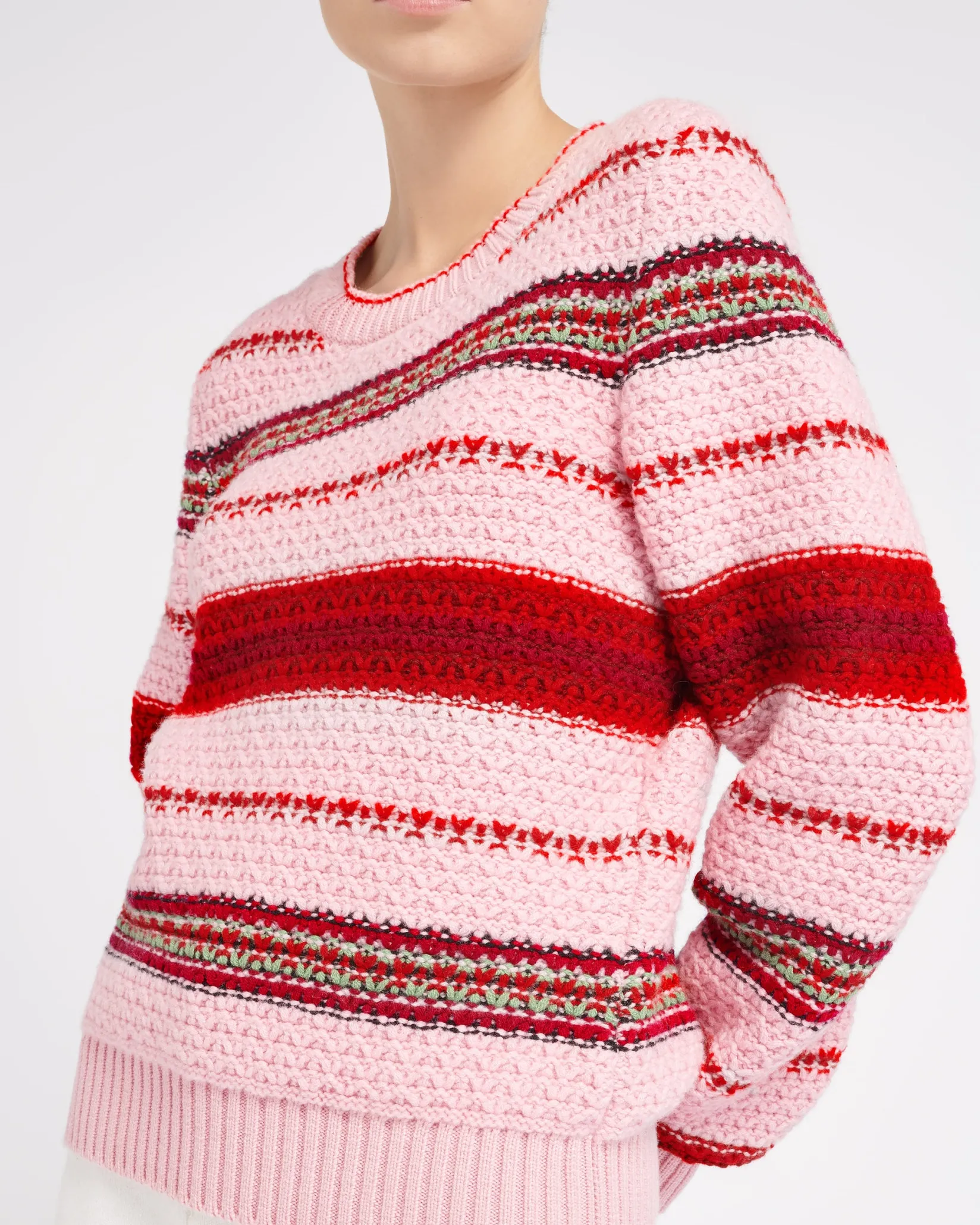 Women Barrie Striped chunky cashmere jumper