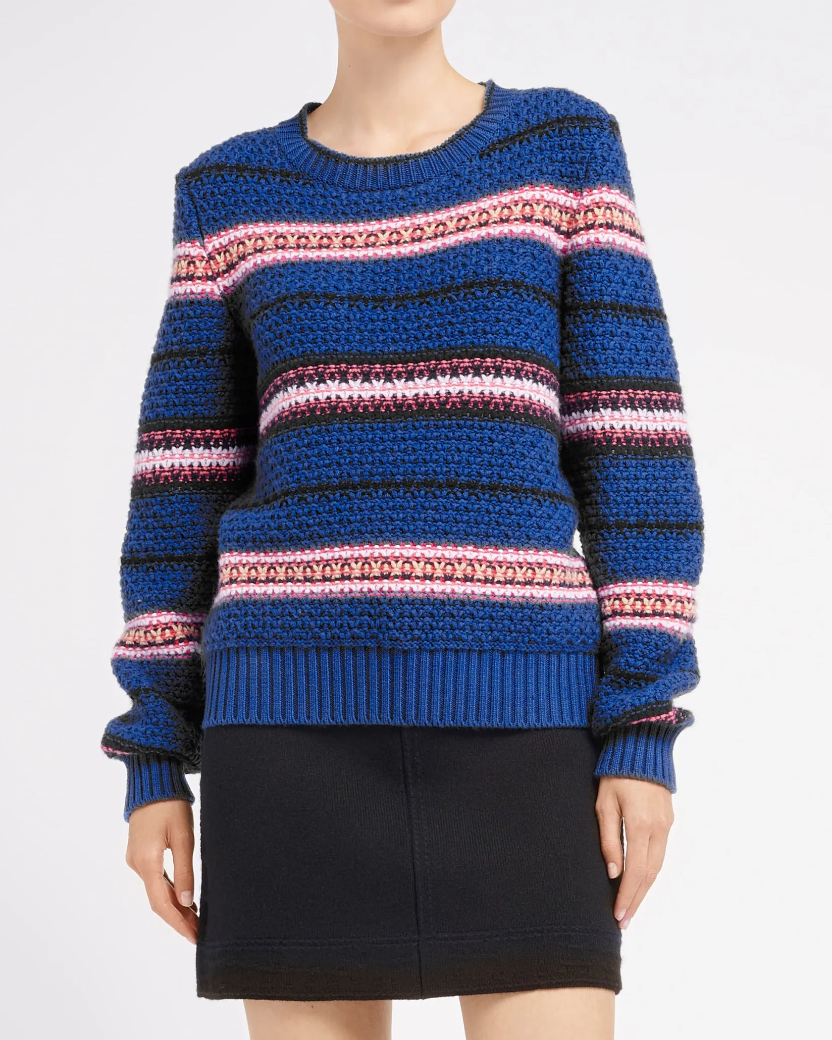 Women Barrie Striped chunky cashmere jumper
